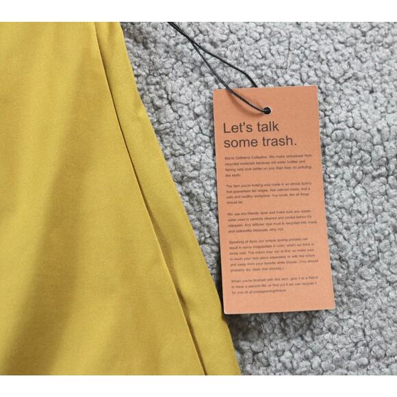 New Girlfriend Collective Dress Medium Mustard Yellow Naomi Workout Shelf Bra - Picture 6 of 12